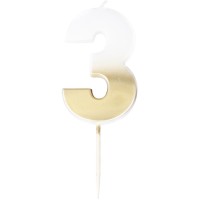 Bougie Chiffre 3 - Ombr Or