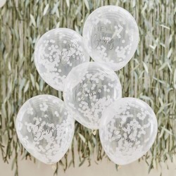 5 Ballons Confettis Botanical Hey Baby. n1