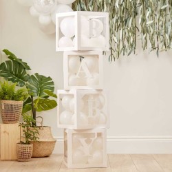 4 Cubes  Ballons Blanc Botanical Hey Baby. n1