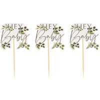 Cupcakes Toppers Botanical Hey Baby