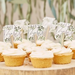 Cupcakes Toppers Botanical Hey Baby. n1