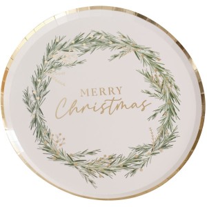 8 Assiettes Merry-Christmas - Or