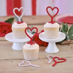 6 Cupcakes Toppers Coeur en Bois. n1