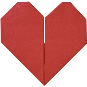 16 Serviettes Coeurs Rouge Origami