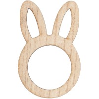 6 Ronds de Serviettes Lapin en Bois