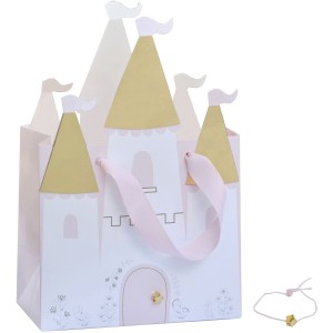 5 Sacs Cadeaux Château de Princesse - avec un Adorable Bracelet à Breloque