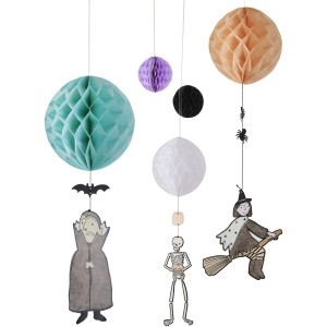 5 Décorations Halloween Vampire et Sorcière à Suspendre en Nid d'Abeille