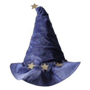 Chapeau de Magicien en Velours Bleu Marine Scintillant