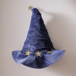 Chapeau de Magicien en Velours Bleu Marine Scintillant. n1