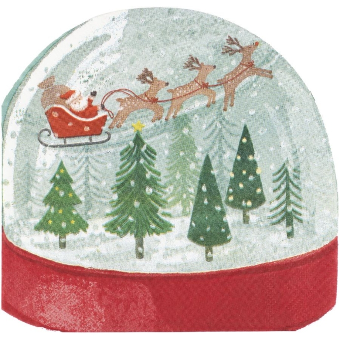 16 Serviettes Boule à Neige Scène de Noël 