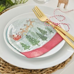 16 Serviettes Boule à Neige Scène de Noël. n°1