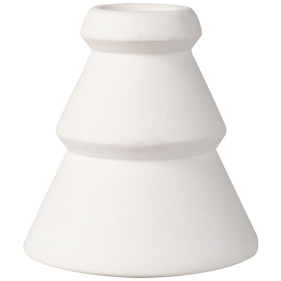 2 Bougeoirs Forme de Sapin - Blanc Céramique 
