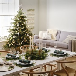 4 Sapins de Noël Blanc avec Pompons à Supsendre - en Nid d Abeille. n°3