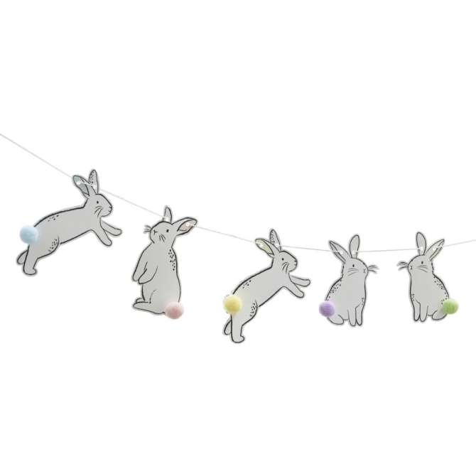 Guirlande Lapin de Pâques - Queues Pompons 