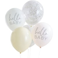 Contient : 1 x 5 Ballons Hello Baby Floral