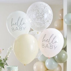 5 Ballons Hello Baby Floral. n1