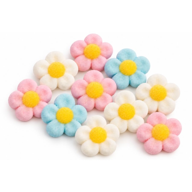 10 Fleurs Marshmallow - Blanc / Rose / Bleu