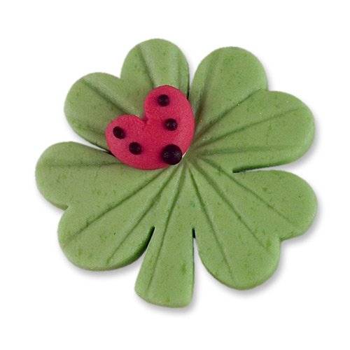 5 Coccinelles sur trèfle en pâte d amande 