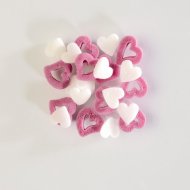 Coeurs blanc/ rose en sucre 50 gr