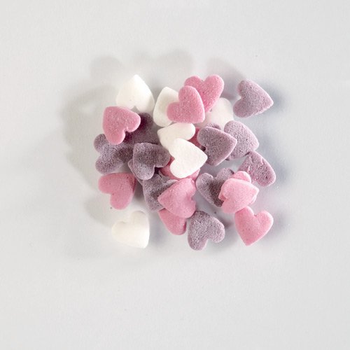 Sachet 50 g Coeurs  parsemer (Blanc / Rose / Parme) 