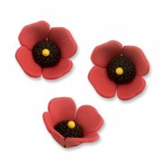 3 Fleurs de Coquelicots 3D (3 cm) - Sucre