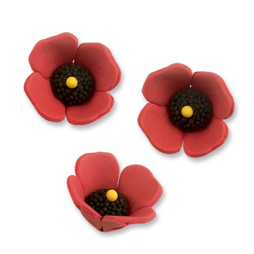 3 Fleurs de Coquelicots 3D (3 cm) - Sucre 