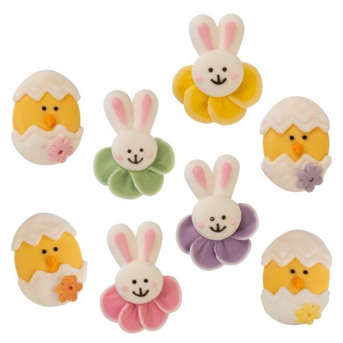 8 Mini dcors de Pques 2D (3 et 3,5 cm) - Sucre 