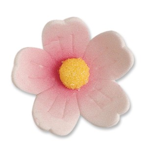 2 Fleurs Roses (4 cm)  - Sucre