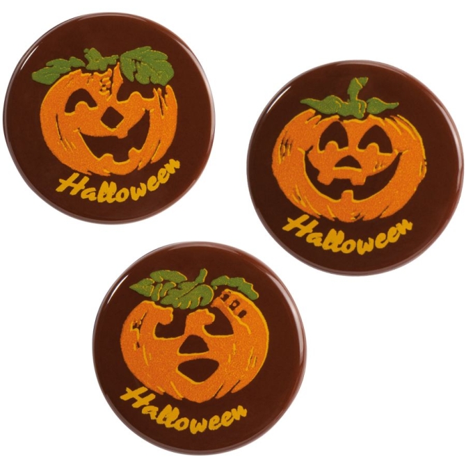 3 Mini Disques Halloween 3 cm - Chocolat 