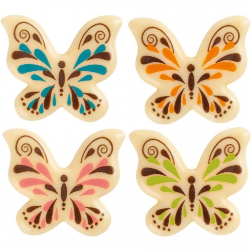 4 Papillons (3,7 cm) - Chocolat Blanc 