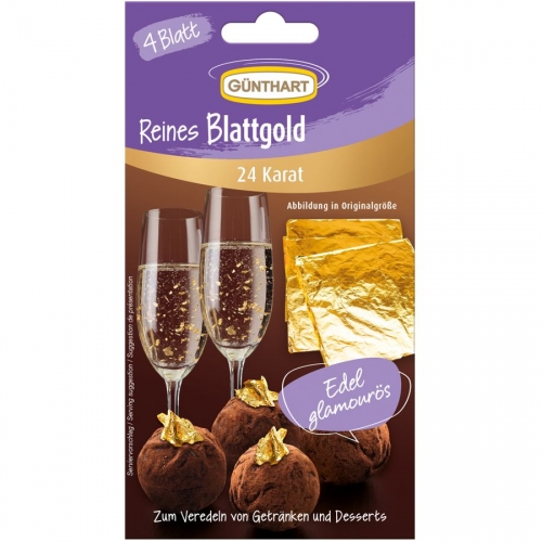 4 Feuilles d Or Comestible - 24 carats 