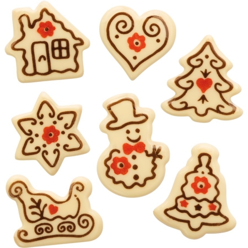 7 Dcors de Nol (3 cm) - Chocolat Blanc 