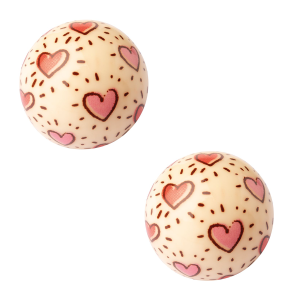 2 Sphères 3D Creuses Coeurs (Ø 2,7 cm)  - Chocolat Blanc