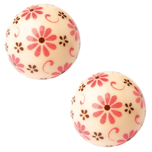 2 Sphères 3D Creuses FLeurs (Ø 2,7 cm)  - Chocolat Blanc