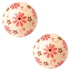 2 Sphres 3D Creuses FLeurs ( 2,7 cm)  - Chocolat Blanc