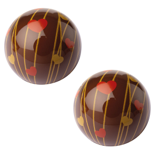 2 Sphères 3D Creuses Coeurs (Ø 2,7 cm)  - Chocolat Noir