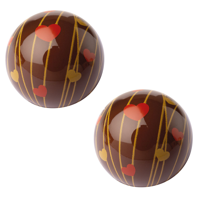 2 Sphres 3D Creuses Coeurs ( 2, 7 cm)  - Chocolat Noir 