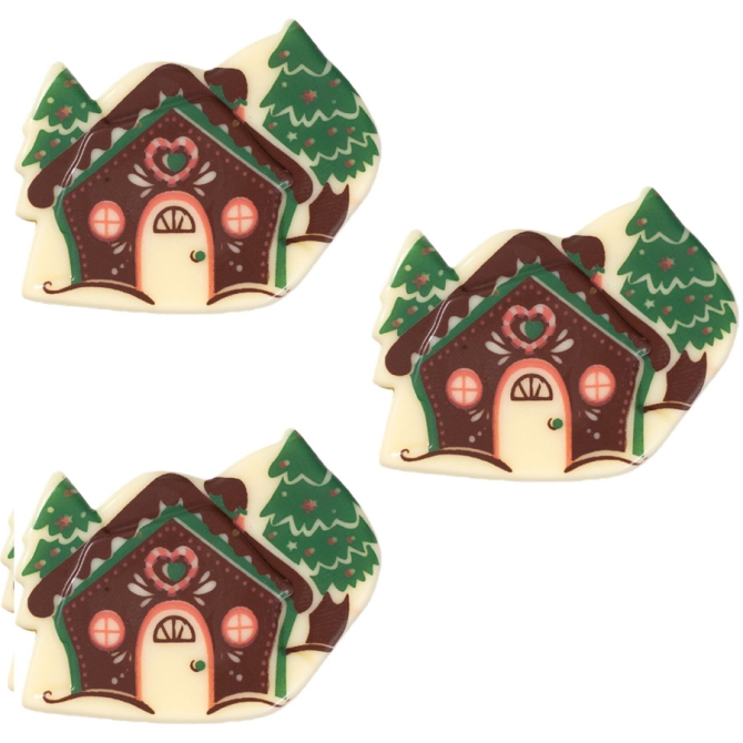 3 Plaquettes Paysage de Nol (4, 7 cm) - Chocolat Blanc 