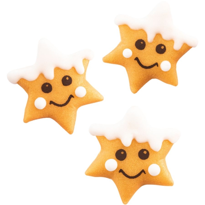3 Etoiles Dorées Souriantes (2, 9 cm) -  Pâte d amande 