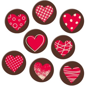 Assortiment de 8 Coeurs (� 3 cm) � Chocolat Blanc