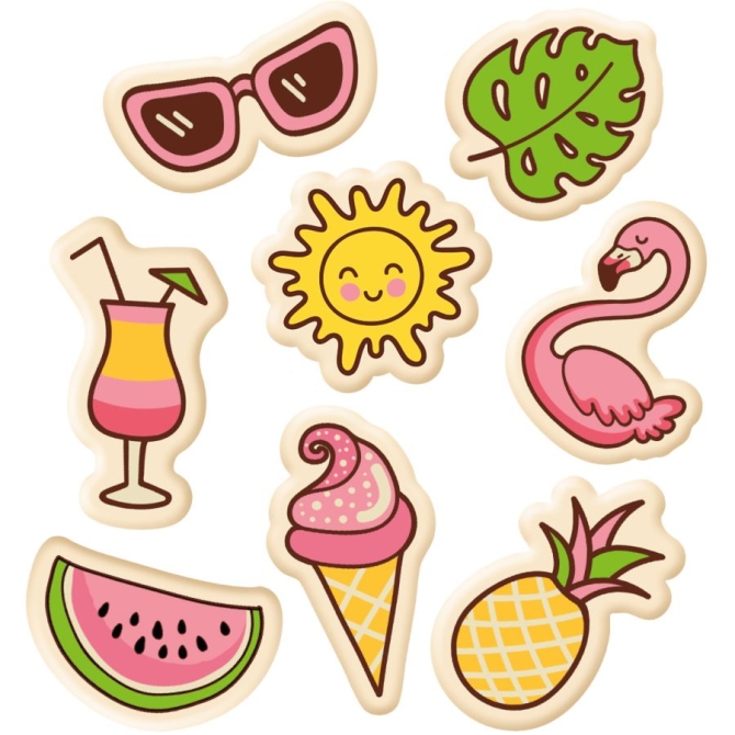Set de 8 D�cors Plage (3 cm) � Chocolat Blanc 