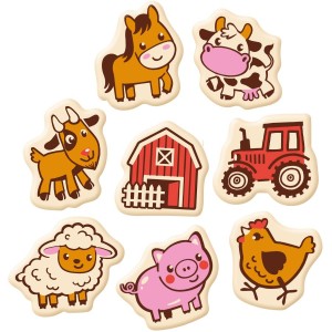 Lot de 8 D�cors Ferme (3,2 cm) � Chocolat Blanc
