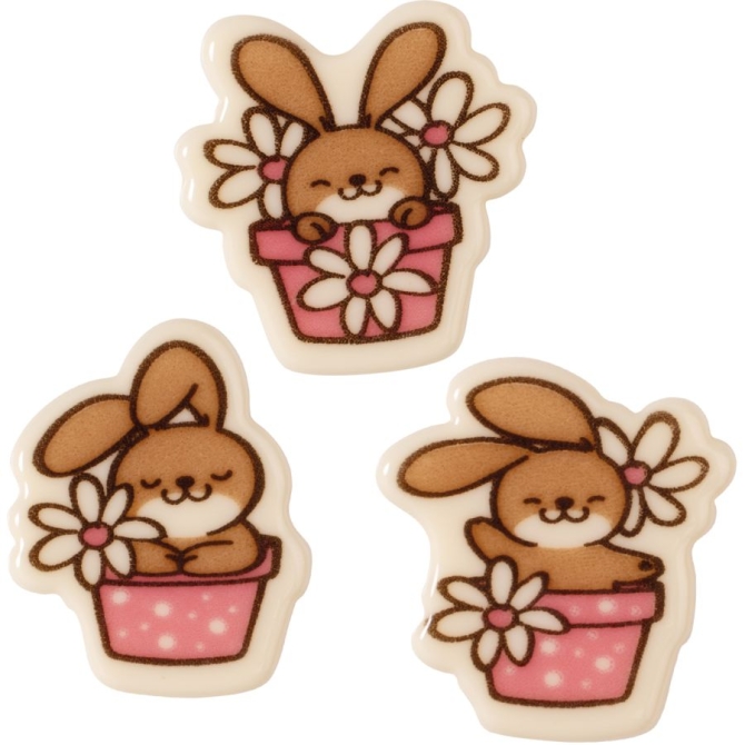 4 D�cors Lapins Blancs (2, 7 cm) � Chocolat Blanc 