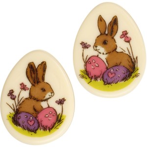 2 Oeufs de P�ques Lapins (3,9 cm) � Chocolat Blanc