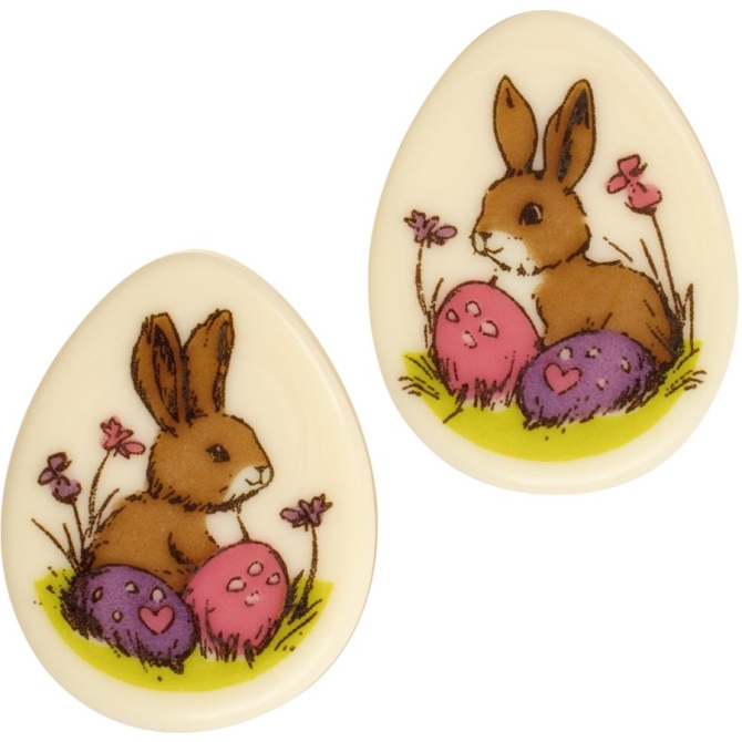 2 Oeufs de P�ques Lapins (3, 9 cm) � Chocolat Blanc 