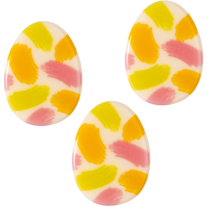 3 Petit Oeufs dde P�ques D�cor�s (2, 6 cm) � Chocolat Blanc 