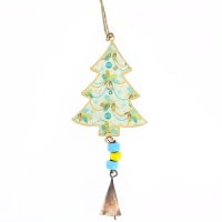 Suspension Sapin  Motifs et Clochette N1 (19 cm) - Mtal