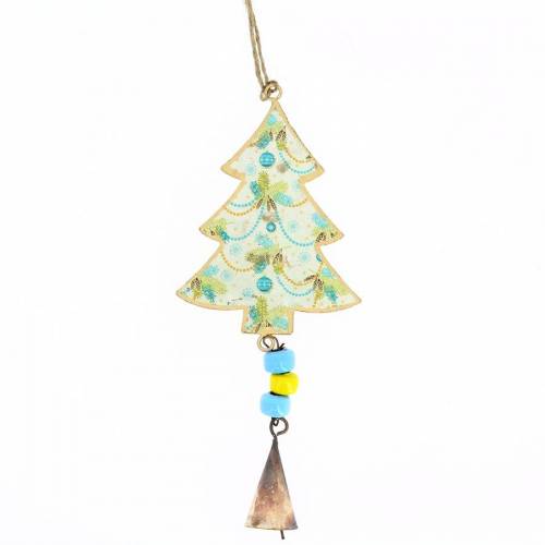 Suspension Sapin  Motifs et Clochette N1 (19 cm) - Mtal 