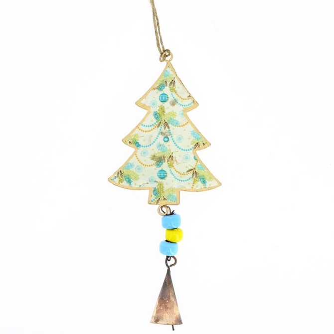 Suspension Sapin  Motifs et Clochette N1 (19 cm) - Mtal 