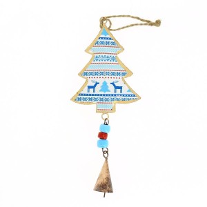 Suspension Sapin  Motifs et Clochette N2 (19 cm) - Mtal